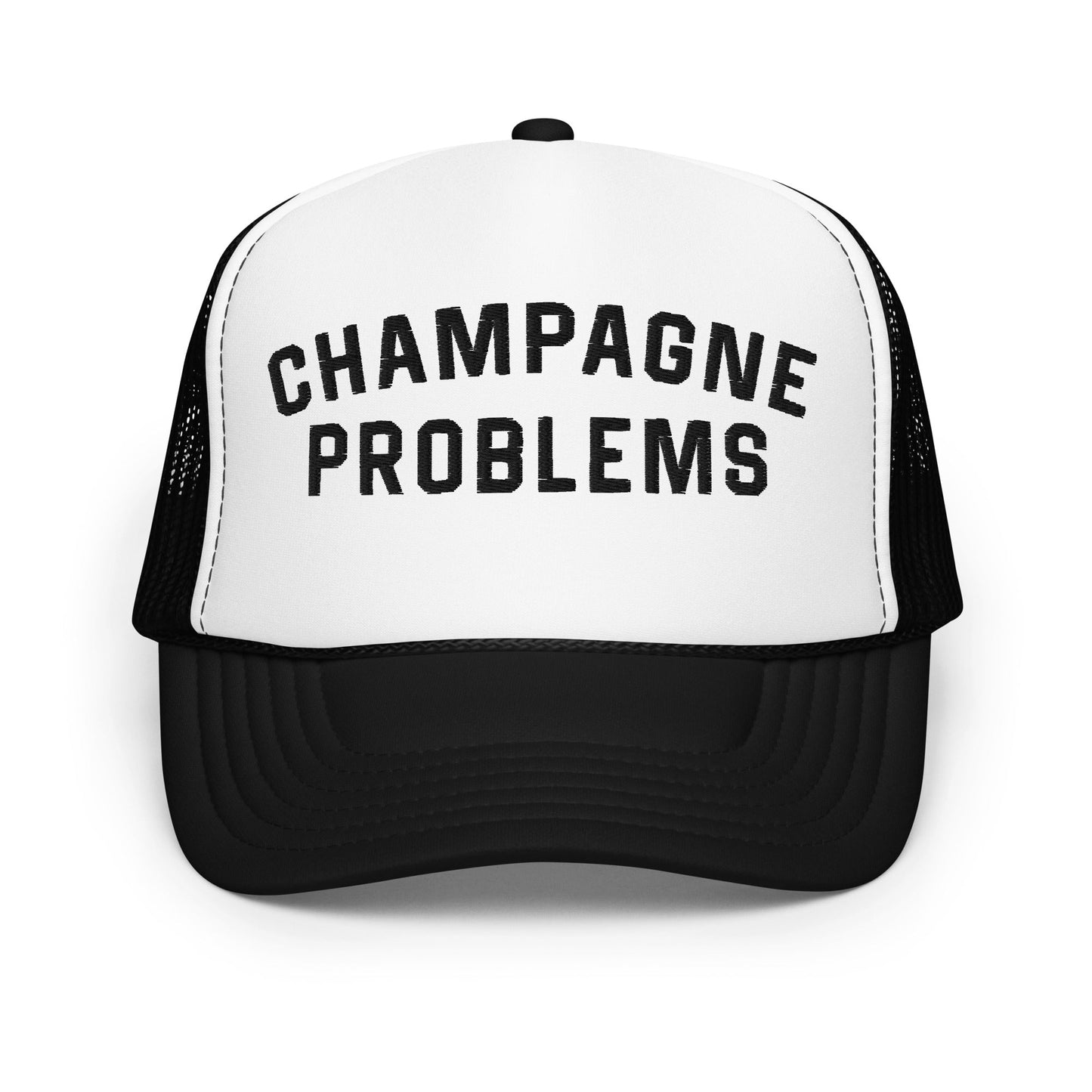CHAMPAGNE PROBLEMS EMBROIDERED TRUCKER HAT - Cactus Bloom Co.