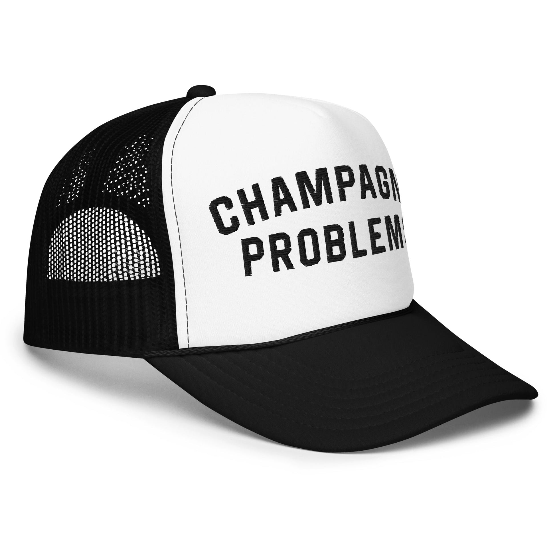 CHAMPAGNE PROBLEMS EMBROIDERED TRUCKER HAT - Cactus Bloom Co.