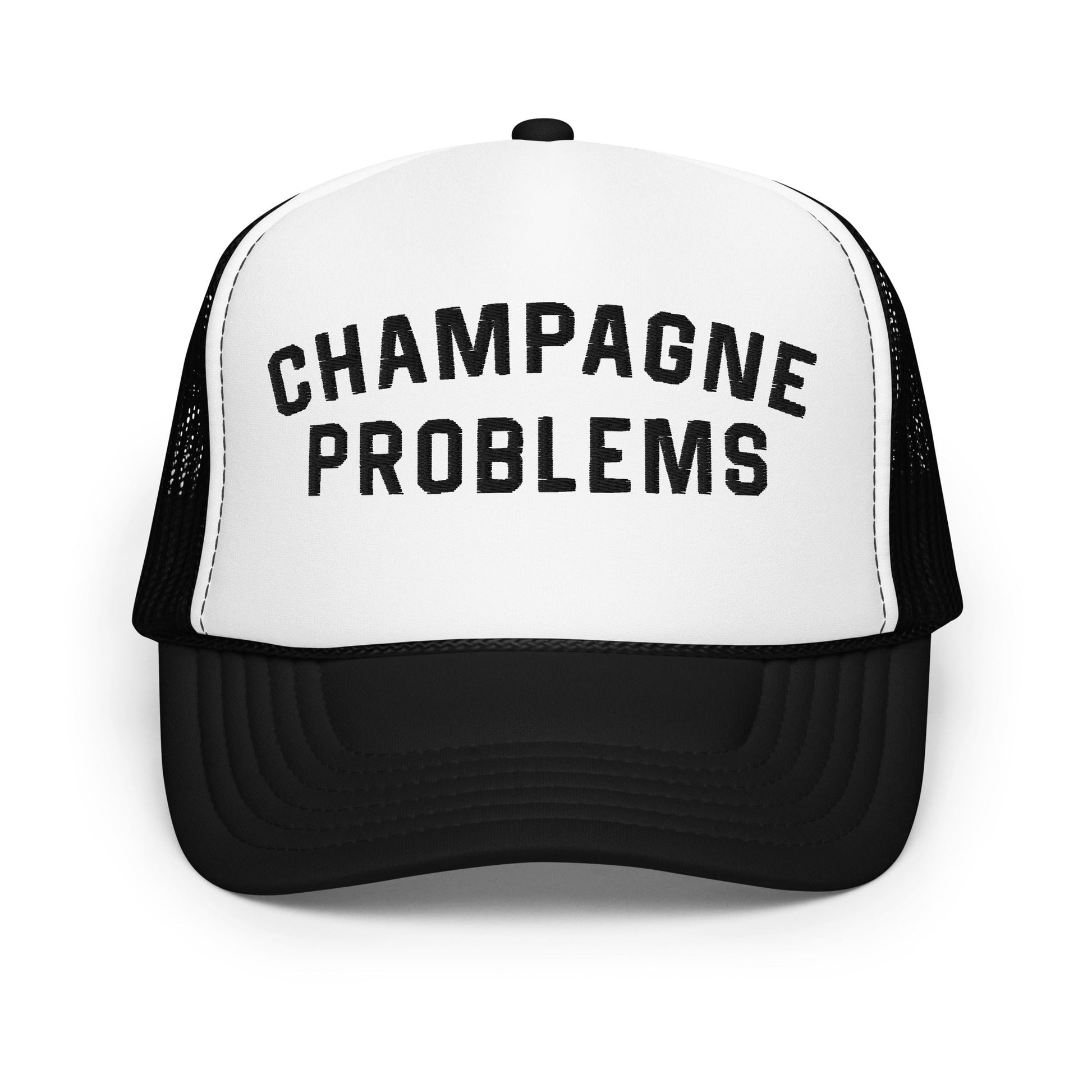 CHAMPAGNE PROBLEMS EMBROIDERED TRUCKER HAT - Cactus Bloom Co.