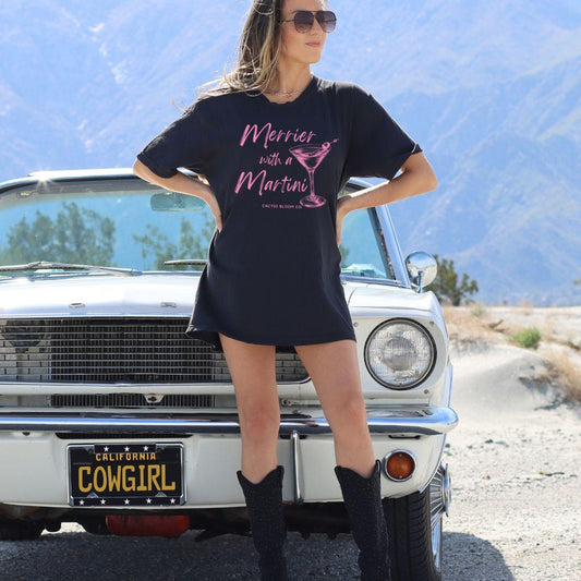 MERRIER WITH A MARTINI RELAXED TEE - Cactus Bloom Co.